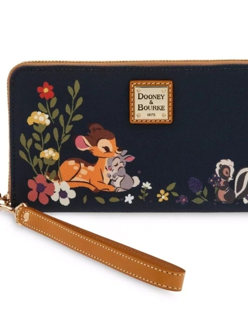 Rare Dooney & Bourke Navy Bambi Floral Wristlet Wallet